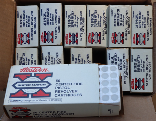 12 Empty Western Super-Match .38 Special Ammunition Boxes with Foam ...