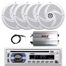 Pyle Bluetooth CD Receiver, Amplifier, Antenna, 4x 5.25" 180W Speaker White