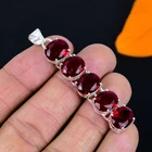 Mozambique Garnet Gemstone Handmade 925 Sterling Silver Jewelry Pendant 2.37"