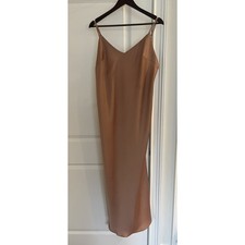 BHLDN Maxi V- neck slip dress Sz. 14 brown tan NWT