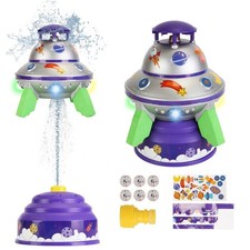UFO Water Sprinkler Outdoor Summer Rocket Toy With Colorful LED Lights 360  Spin