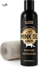 Mink Oil Liquid Leather Conditioner 8Oz with Cloth   Softens, Waterproofs  Pres