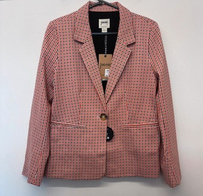Joanie Francis Blazer Gr. 14 Orange Retro Gittermuster Statement Neu