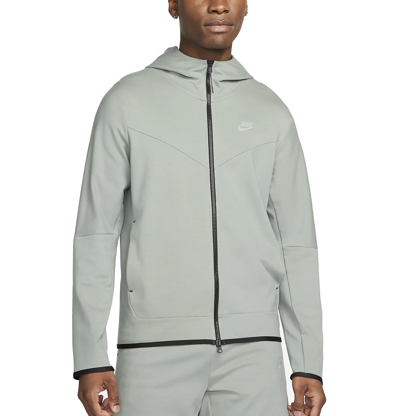 Nike Felpa da Uomo con Cappuccio e Zip Tech Fleece Lightweight Verde Taglia S...