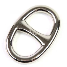 HERMES Cha ne d Ancre Logo Engraved Scarf Ring Silver Box Included Ladies