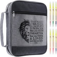 Bible Cover for Mens Bible Case with 6 Highlighters Lightweight Nylon Carrying