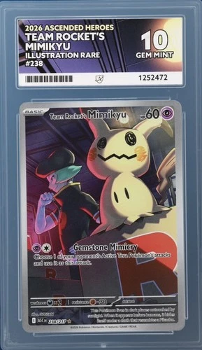 2026 Team Rocket’s Mimikyu 238 Ascended Heroes ACE 10,10,10,10 PERFECT SUBS IR