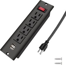 Recessed Power Strip with USB Flush Mount Outlet Built in Desktop Black