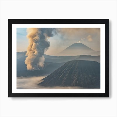 Eruption At Mt Bromo Kunstdruck gerahmt Wandbild Poster Leinwanddruck Bild