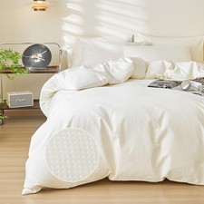 Duvet Cover Queen Size 100 Natural Organic Cotton Waffle Weave Bedding Duvet...
