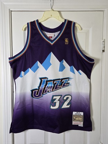 Maillot Dédicacé Karl Malone Utah Jazz Violet - Swingman Mitchell & Ness Taille XL - Certifié Beckett 49283