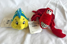 Disney Store Bean Bag Plush Little Mermaid 8  Sebastian  7  Flounder NWT NEW