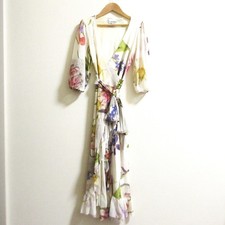 GANNI wrap dress, size 36, Ivory, multicolor Women USED