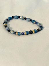 blue handmade beads stretch bracelet