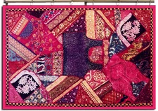 33% Off 60" Embroidered Handmade Cotton Decor Wall Hanging Patchwork Tapestry