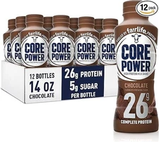 Core Power Protein Shake, Chocolate, 26g Bottle, 14oz, 12 Pack