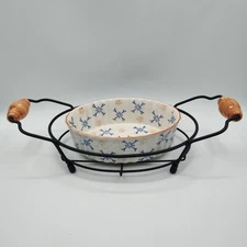 Temptations By Tara Oval Baking Dish Casserole w/Carrier Morning Glory 7.75x5.75