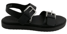 M&S Women's Flatform Sandals Size 5 Black Leather Upper Buckles Straps New