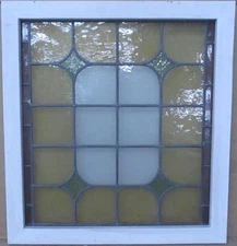 BEAUTIFUL EDWARDIAN OLD ENGLISH LEADED STAINED GLASS WINDOW 21 1/2" x 20"