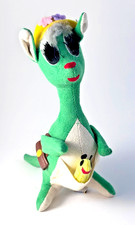 Vtg Dakin Dream Pets Kangaroo Mama with Baby Joey Green with Hat and Purse