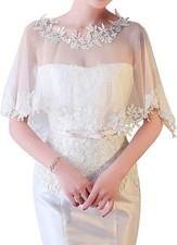 Womens Lace Wedding Bridal Bolero Jacket Shawl Formal Party Prom Evening Cape
