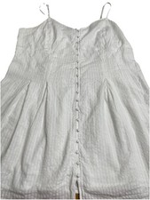 American Eagle XL Mini Sun Dress White Cotton Spaghetti Straps Lined 32" Long