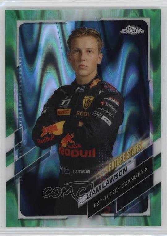 2021 Topps Chrome Formula 1 Green RayWave Refractor 75/99 Liam Lawson #68 11vc