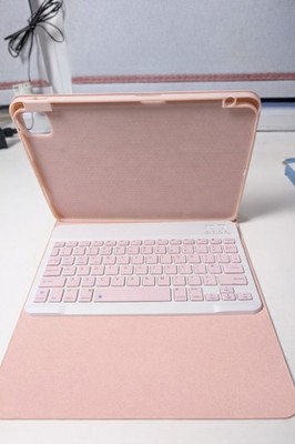 Kabellose Bluetooth Tastatur Hülle für iPad mit Ständer Rosa Tablet Cover