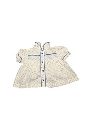 Vintage New York Kids Heart print dress with heart buttons, Blue and White