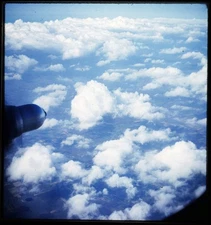 Propeller & Clouds over Canada Aerial view- 1950s Stereo Realist 3D Slide #1523