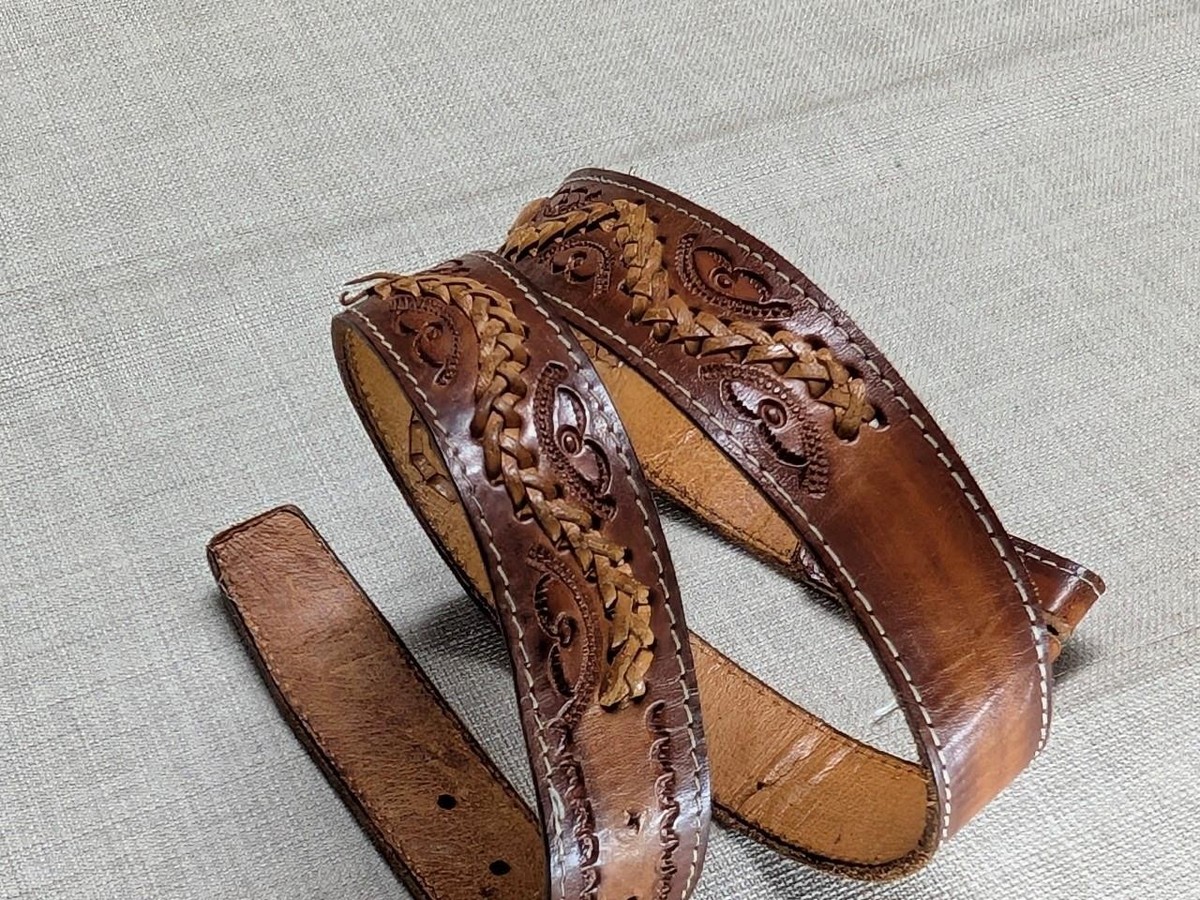 Vintage brown leather handcrafted belt Walnut Brown Leather Western Belt | Handcrafted | Los Altos main image 4