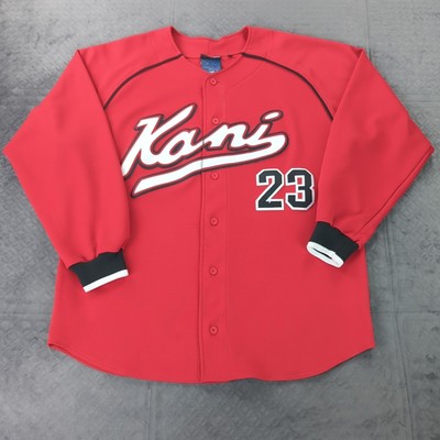 Karl Kani Endurance Jersey Button Up Long Sleeve Hip Hop Red Men XL #23