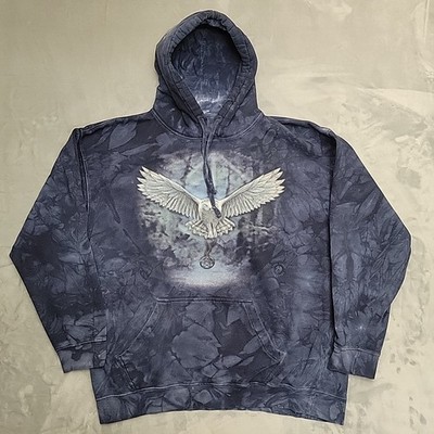 The Mountain Hoodie Mens XXL Blue Fleece Snowy Owl Nature Outdoor Tie Dye Gorp