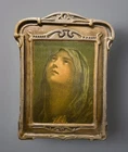 Vintage Antique Mother Dolorosa 12” Hanging Wall Plaque Chalkware - Religious
