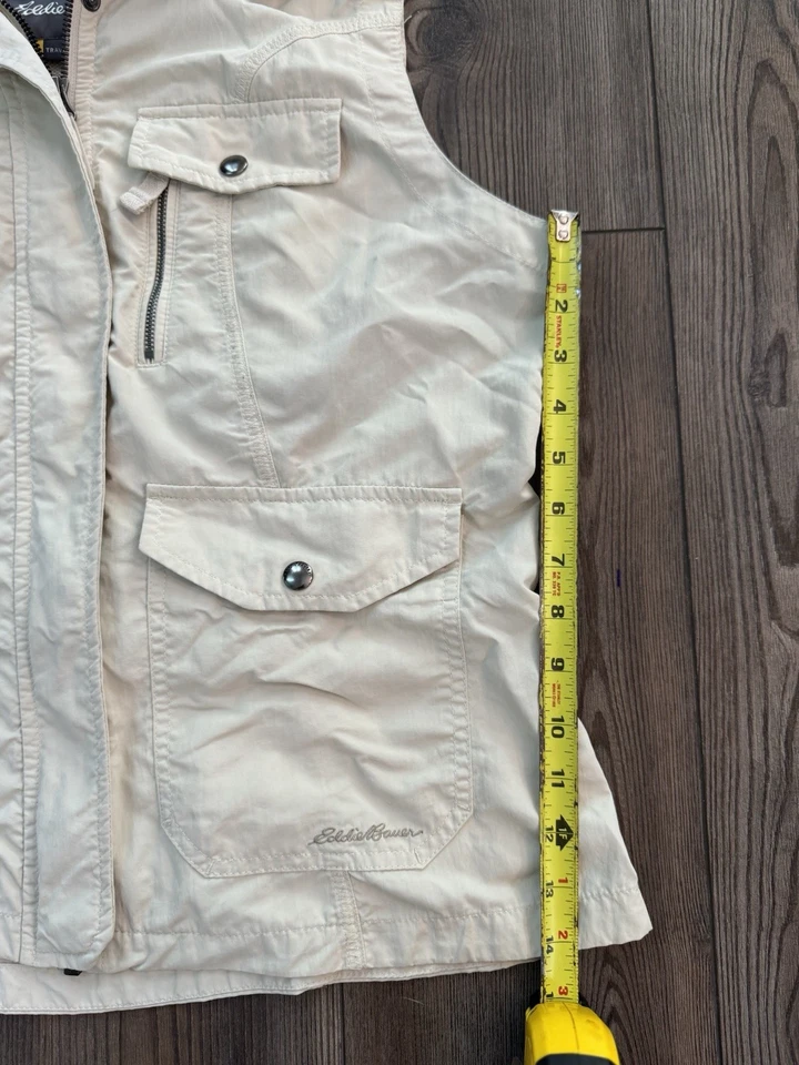 Chaleco Eddie Bauer Travex para mujer L ajuste regular cremallera completa utilitario exterior Gorpcore Foto 4 de 4