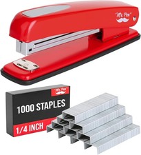 - Red Office Stapler W/ Staples 1000 Staples 1/4" 20 Sheet Capacity Desktop