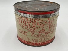 Lata de café especial y achicoria Gill's Hotel de colección de una libra