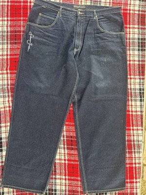 VTG Sean John Jeans Mens Blue Baggy Wide Leg Embroidered Logo Y2K Hip Hop Skater