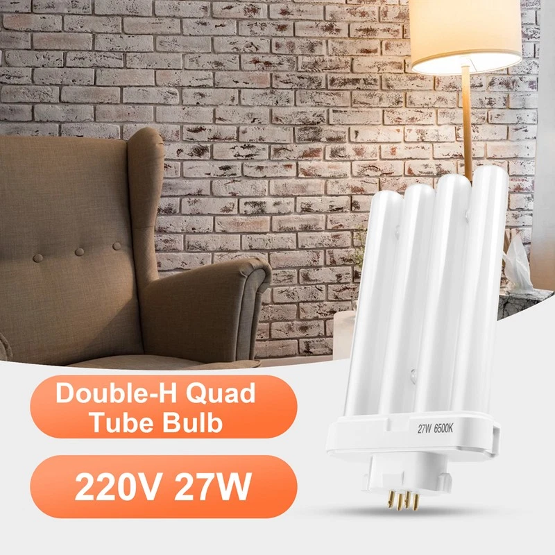 220V 27W 4 Pin Rows 6500K -H Quad Tube Compact Fluorescent Lamp Light Bulb I8C6 - Image 4 of 4