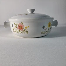 Country Flowers By Andrea 2qt Double Handled Oven To Table Casserole Dish