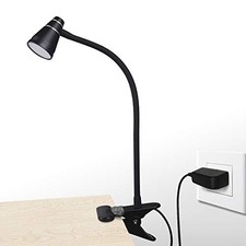 LED Clip Desk Lamp, Headboard Light with Strong Clamp, Bed Reading Light Black