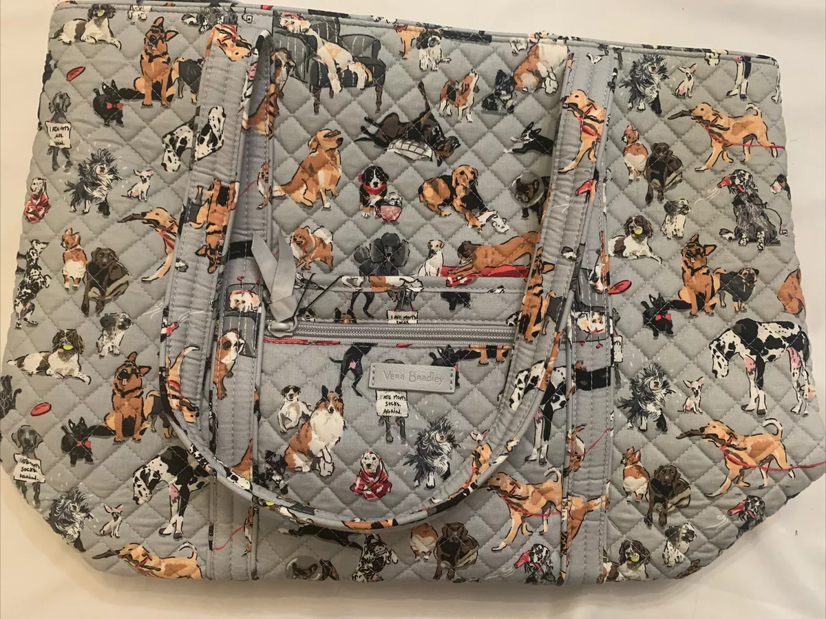 Vera Bradley Best In Show Puppy Dog Print Large Vera Tote Bag Purse Exact New