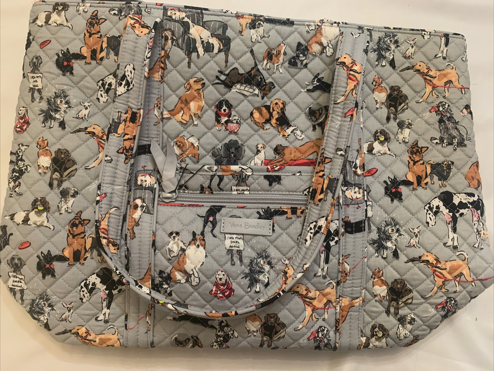 Vera Bradley Best In Show Puppy Dog Print Large Vera Tote Bag Purse