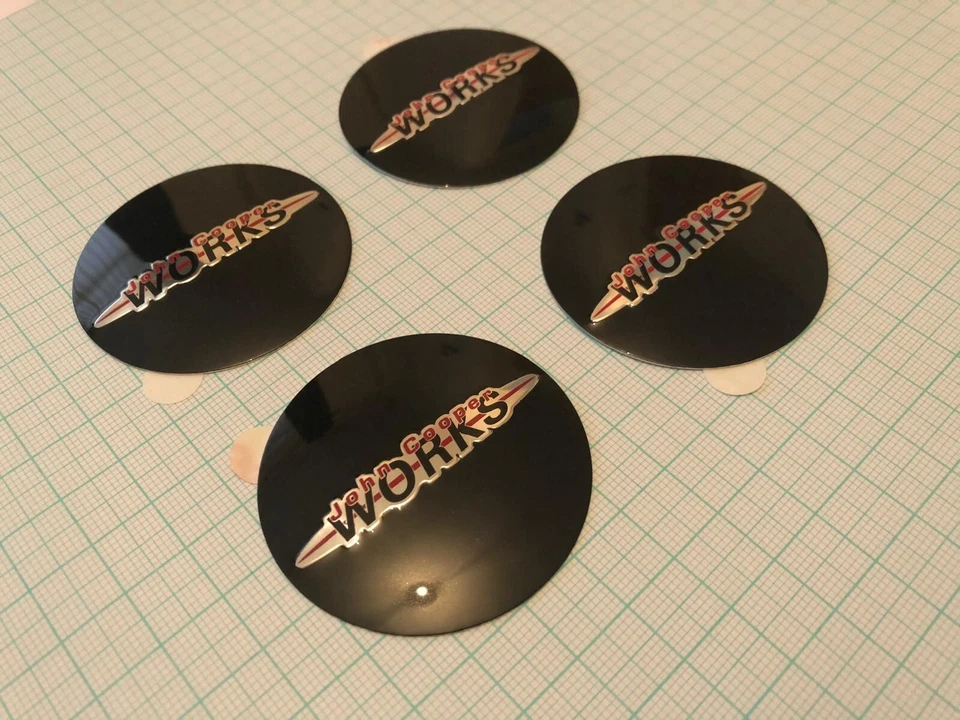 X4 NEW GENUINE Mini John Cooper Works 1st Gen Centre Cap Badges JCW GP R53 R52 - Image 3 of 4