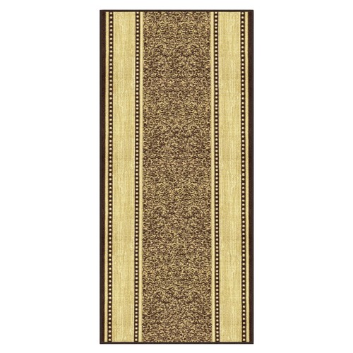 Custom Size Stair Hallway Runner Rug Non Slip Rubber Back Brown & Beige Border - Picture 4 of 7