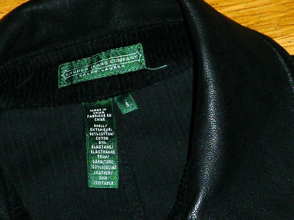 Vintage Lauren Ralph Lauren Black Corduroy/Leather-Collar Equestrian Jacket S - Image 3 of 4