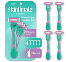 Skintimate Quattro Sensitive Disposable Razors 4 Blade 4 Pack