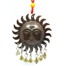 Surya Devta Sun God Bronze Chimes Window Wall Plaque Protection Hindu Decoration