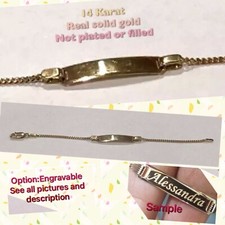 GOLD 14k Baby Toddler ID bracelet solid 5" inch small engraving engrave option