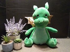 FAO Schwarz "FLINT" The Green Dragon With LED Lights Sound Plush Retired Toy